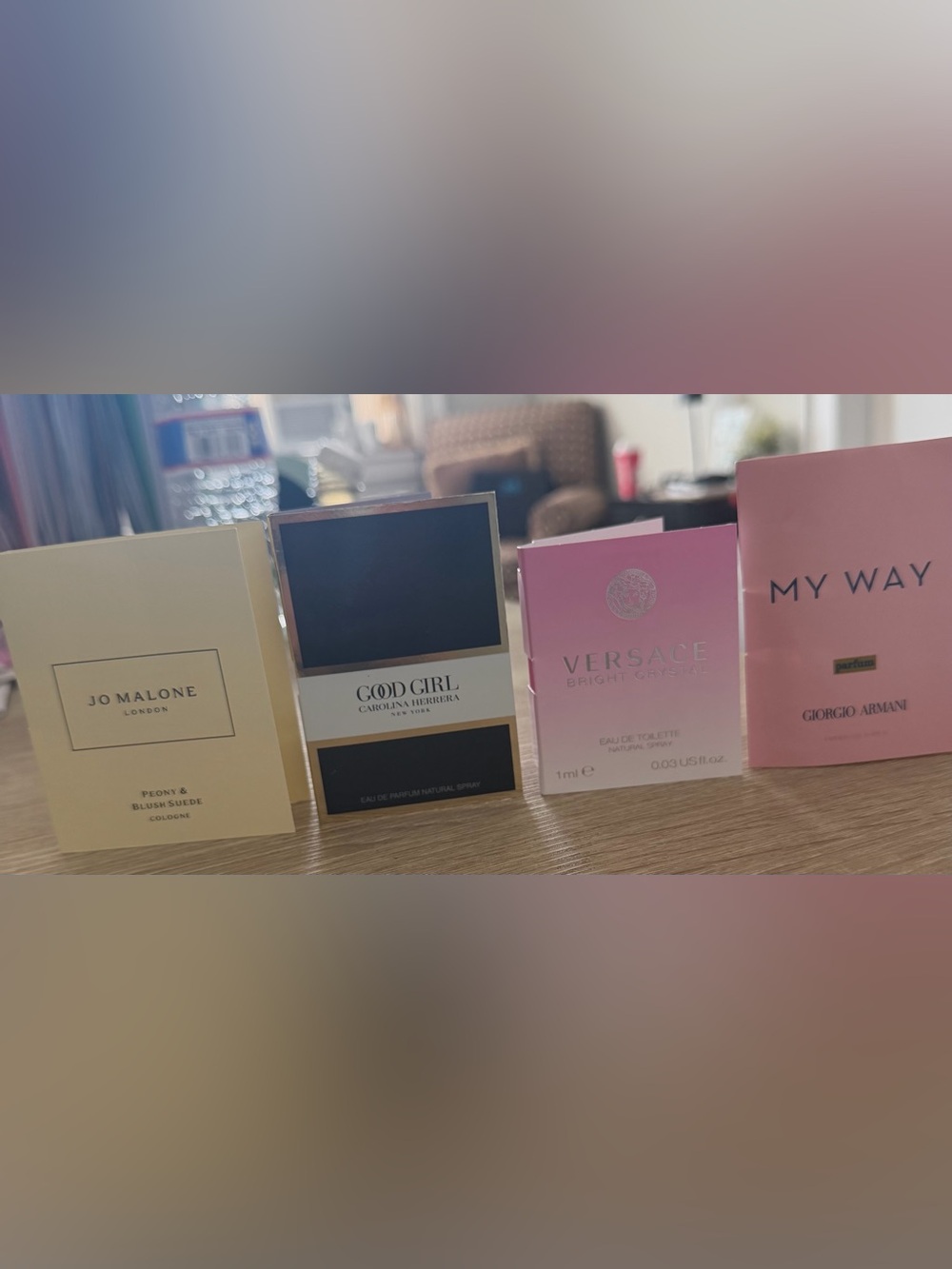 Set of 4 Designer samples- Jo Malone, Carolina Herrera, Giorgio Armani, Versace